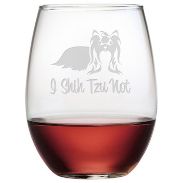 "I Shih Tzu Not" Stemless Wine Glasses, Set of 4
