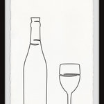 Marmont Hill Inc. - "Bottle and Glass" Framed Painting Print, 30x45 - Celebrate delicious wine with this black and white print that features a bottle of wine and a glass. Proudly printed in the USA, this piece is printed on high quality archive paper and professionally hand-framed. With wall-mounting hooks included, this artful accent is ready to hang up as soon as it reaches your front door.