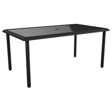 COSCO Outdoor Living Lakewood Ranch Steel and Wicker Dining Table in Black
