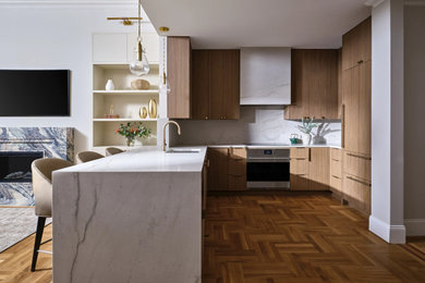 Example of a trendy kitchen design in New York