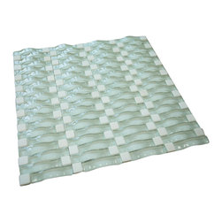 Aqua Green Glossy 3D Sea Wave Glass Mosaic Tiles - Home Accessories & Decor