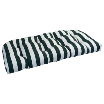 42"X19" U-Shaped Patterned Polyester Tufted Settee/Bench Cushion, Hunter Stripe