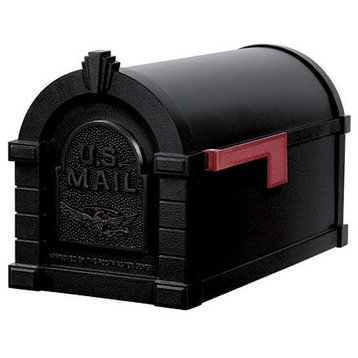 Gaines Mfg Keystone Curbside Black Mailbox, Red Flag, Eagle