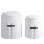 StyleCraft - Nalo Nesting Ottomans Set of 2 Cream Boucle Upholstery Gold Accent - The Nalo Nesting Ottoman from Harp and Finial is a sophisticated addition to any space. Its nesting design gives you flexibility and adaptability, perfect for the living room, bedroom or office. Crafted from hard wood and upholstered in rich Boucle Fabric, these ottomans are sturdy yet luxurious, promising lasting style and functional use. Enjoy the flair of glam and luxury from the gold accents that subtly yet unmistakably elevate the look of these ottomans. Create a stylish space that is as practical as it is beautiful with the Nalo Nesting Ottoman set.