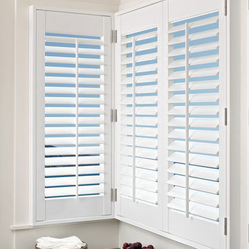 Contemporary White Kitchen Custom Window Shutters by Hunter Douglas