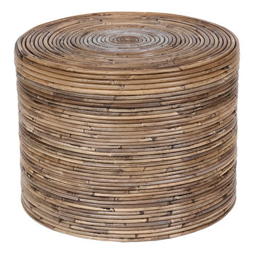 Cameron Brown Rattan Stool