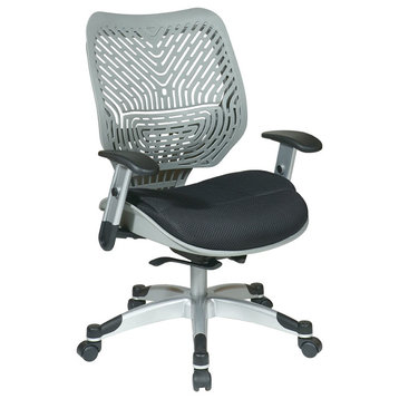 Modern Office Chair, Mesh Cushioned Seat With Adjustable Arms, Platinum Finish