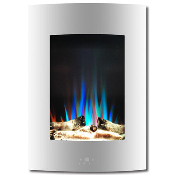 19.5" Vertical Electric Fireplace, White