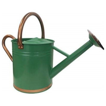 Gardener Select Metal Watering Can, Green With Copper 3.5L, 0.92 gallons