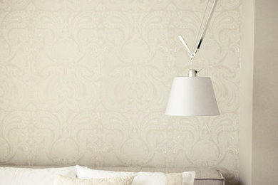 Trendy bedroom photo in Montreal