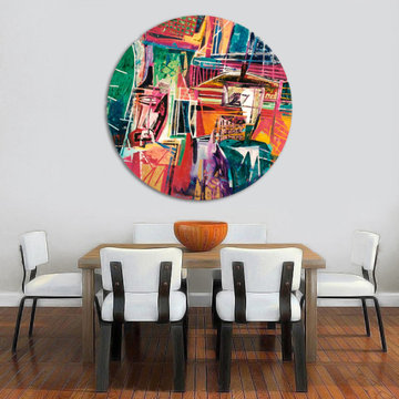 Colorful Circular Abstract Painting on Canvas