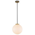 Z-Lite - Parsons One Light Pendant, Matte Black / Olde Brass - A slender design with clean lines is the hallmark of this one-light pendant for your home. It's fashioned with a matte black and olde brass finish and a large round opal shade for the warm glow you're looking for. This elegant light is perfect for the dining room foyer bedroom or home office.