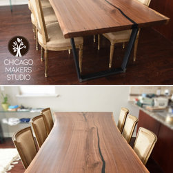 Live Edge Dining Table Single Slab Black Walnut - Dining Tables