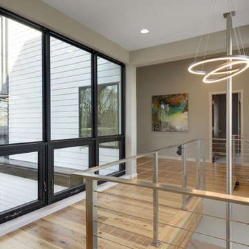 Antique Elm Flooring in a Modern Hallway