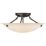 Livex Lighting - Oasis Ceiling Mount, Bronze - This semi flush features contour lines and a bowed profile. With an understated design, this piece is perfect for any space in your home. Featuring a honey alabaster glass and bronze finish, this fixture will effortlessly blend with your existing d�cor.