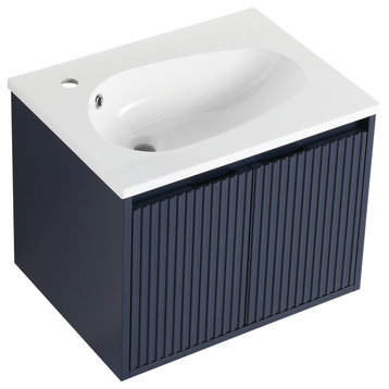 TATEUS 24" Stylish Wall-Mounted Bathroom Vanity with Drop-Shaped Resin Sink