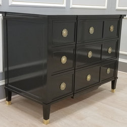 Custom Three Drawer Chest in Black Lacquer Finish - Dressers