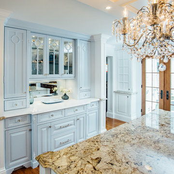 White Kitchen with Blue China Hutch