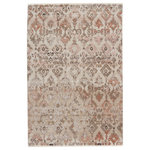 Jaipur Living - Nikki Chu by Jaipur Living Asani Ikat Area Rug, Tan/Light Pink, 5'x7'6" - Inspired by the African motifs, the Sanaa collection by Nikki Chu is the perfect combination of statement-making patterns and easy-to-decorate-with hues. The Asani rug boasts a perfectly distressed ikat-inspired design in light tones blush, beige, and taupe with ivory fringe trim for added texture and vintage allure. This power-loomed rug features a plush and durable blend of polyester and polypropylene, lending the ideal accent to high-traffic spaces.