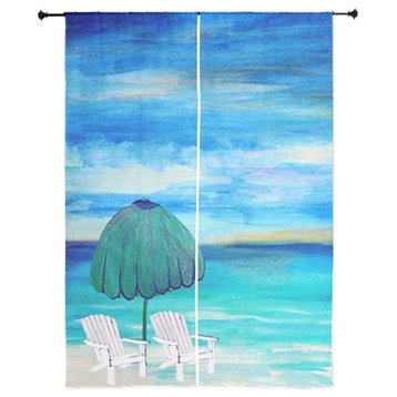 Beach Art Sheer Curtains, Sea Breeze Beach