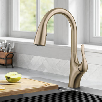 Kraus KPF-1674 Merlin 1.8 GPM 1 Hole Pull Down Kitchen Faucet - Brushed Gold