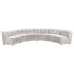 Meridian Furniture - Limitless Velvet Upholstered 6-Piece Modular Sectional, Cream - Invest in your home's comfort with this Limitless 6 Piece Sectional. This modular unit offers tons of flexibility in the number of ways that you can put each piece in the Limitless collection together to get the ideal customized look. Upholstered in cream velvet, this beautiful piece is soft and cool to the touch, so you can feel comfortable from every angle. Button and channel tufting add to this unit's upscale look and contemporary charm.