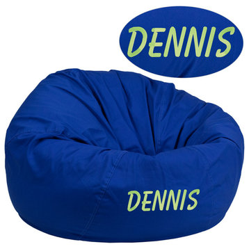 Personalized Oversized Solid Royal Blue Bean Bag Chair for Kids and Adults
