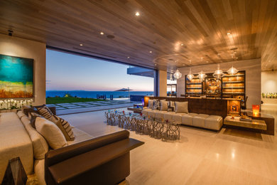 Example of a trendy living room design in Los Angeles