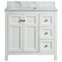 Adley White Bathroom Vanity With Marble Top, 36''