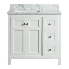 Adley White Bathroom Vanity With Marble Top, 36''