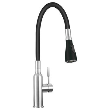 Transolid Kitchen/Laundry Faucet With Dual Spray and Flex Neck, Brushed Nickel/