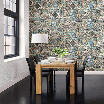 Marrakesh Tiles Teal Mosaic Wallpaper