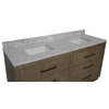 Avery Bathroom Vanity, Gray Oak, 72", Top: Carrara Marble, Double