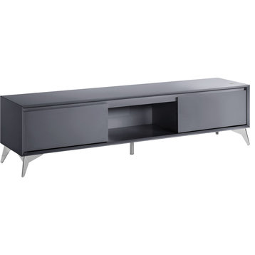 ACME Raceloma TV stand  in LED, Gray & Chrome Finish