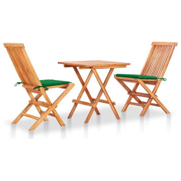vidaXL Patio Bistro Set 3 Piece Patio Folding Table and Chairs Solid Teak Wood