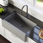 Karran USA - Karran Farmhouse/Apron-Front Quartz 34" Single Bowl Kitchen Sink, Grey - This classic apron front design with its deep 9-1/4" apron blends function and form beautifully, and will look stunning in your kitchen. It is manufactured from an extremely durable quartz composite material that will provide years of trouble-free use. This elegant design is available in a choice of 6 rich colors to compliment any decor.