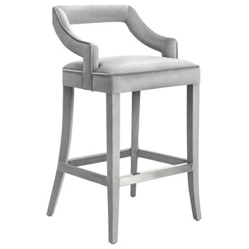 Tiffany Grey Velvet Counter Stool - Grey