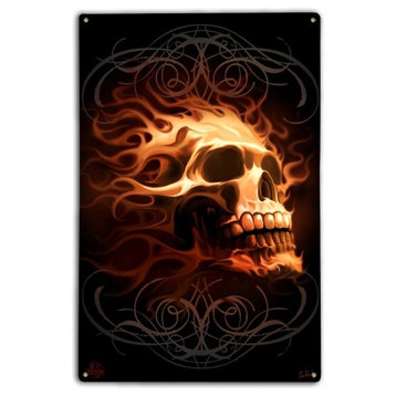 Fire Skull, Classic Metal Sign