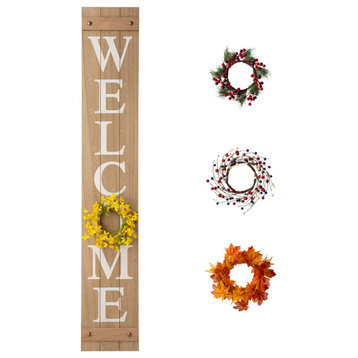 60"H Spring Wooden "WELCOME" Porch Sign With Wreath