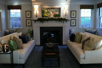 Inspiration for a timeless family room remodel in Boston