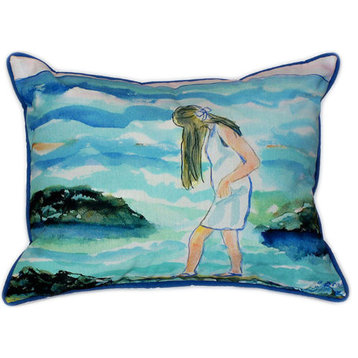 Pair of Betsy Drake Mia on the Rocks Large Indoor/Outdoor Pillows 16 In X 20 In
