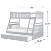 Lexicon Orion Transitional Wood Twin over Full Bunk Bed with Trundle Bed in Gray