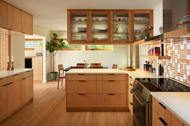 Kitchen - mid-sized 1960s u-shaped kitchen idea in Minneapolis with a peninsula