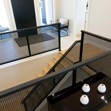 Oak Hand Rail + Perforated Steel Railing
