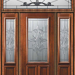 Prehung Sidelights-Transom Door 80 Mahogany New Orleans 2/3 Lite - Front Doors