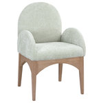 Meridian Furniture - Waldorf Chenille Upholstered Dining Chair, Black, Chenille, Natural Finish, Mint, Arm Chair, Chenille Fabric, Natural Finish - The Waldorf Chenille Fabric Dining Arm Chair exudes elegance and comfort. Crafted with solid ash wood, this dining chair boasts a sturdy and durable construction. The natural finished legs provide a warm and welcoming touch to the overall design. The plush mint chenille fabric on the seat and backrest of the chair offers a soft and cozy seating experience, making it an ideal choice for long dinner conversations with family and friends.