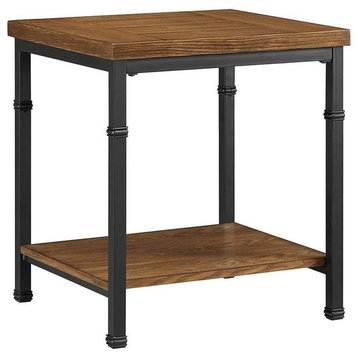 Atlin Designs Transitional Metal End Table with Shelves in Brown