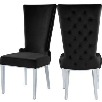 Serafina Velvet Dining Chair (Set of 2), Black