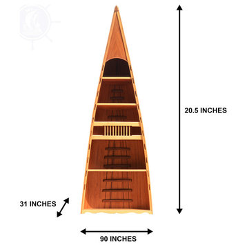 Wooden Canoe Book Shelf (Western Red Cedar  wood) handmade wooden boat