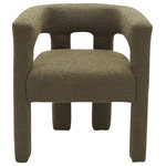 Meridian Furniture - Athena Boucle Fabric Upholstered Accent/Dining Chair, Olive - Get comfortable with this Athena dining chair featuring minimalistic design elements and a simple footprint. Artfully designed, this dining chair is made for comfort with a rounded footprint that hugs your back while you sit and relax with friends. The chair is covered top to bottom in rich olive green boucle fabric, so it's super soft to the touch and elegant to the eye.